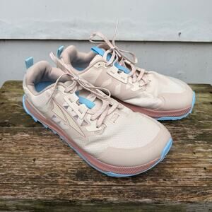 Altra Lone Peak 7 Beige Salmon Blue Trail Running Shoes Womens 9.5 AL0A7R7G922